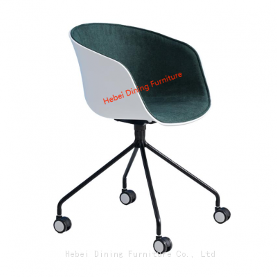Dining Furniture Many Colors With Soft Neutral Fabric PP Plastic Chair With Wheels photo-2