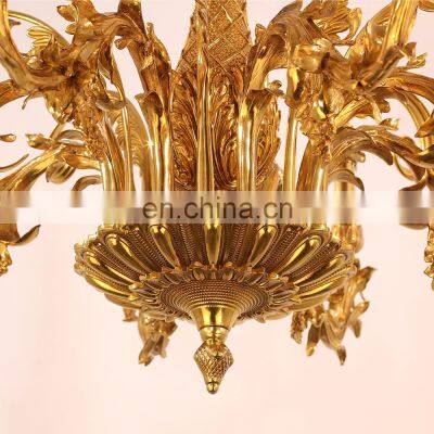European Candle Light Living Room Brass Pendant Light Home Custom Made Large Chandelier photo-3