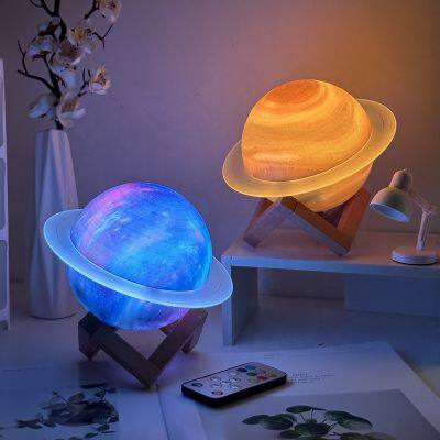 Custom Retro 3D Saturn Moon Mood Colorful Rainbow Starry Night Club Light BT Wireless Star Speaker