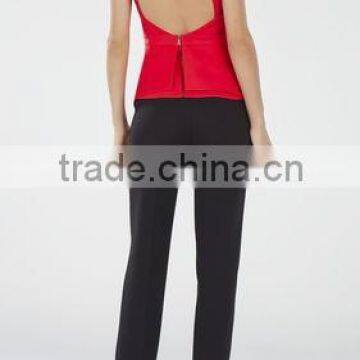 2015 China Manufacturer Customized Fashion Ladies Red Sleeveless Peplum Tops photo-3
