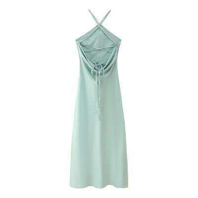 2025 Summer New Texture New Sexy French Satin Strap Dress