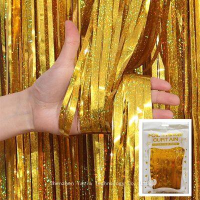 Bulk Seasonal Foil Curtains - Valentine’s Red/Christmas Gold, Festival Distributor Curtains