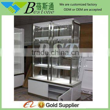 Custom metal glass perfume display cabinet for shops