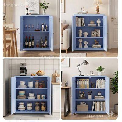 Pastel Blue 2-Door Steel Buffet Cabinet SD-D988 With Adjustable Shelves| 1017mm Height Modular Metal Cupboard for Dining Room photo-4