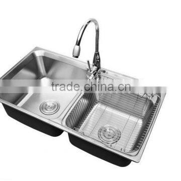 Kitchen sink/ 304 stainless steel double bowl square kitchen sink