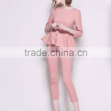 Autumn Clothing Workwear Solid Color Stitching Flounce OL Occupation Suit Fashion Plus Size Women's Clothing photo-2