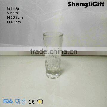 65ml Long Cup Embossed Cheap Glass Mini Cup