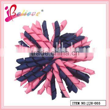 2014 Hot sale fashion no fade colourful Koker kinky ribbon flower hair clip (JJH--005)