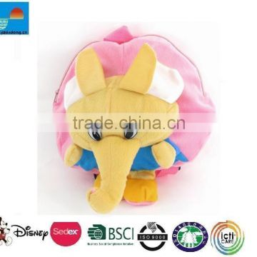 Pink Plush Elephant Shape Zippered Backpack Bag for Kid