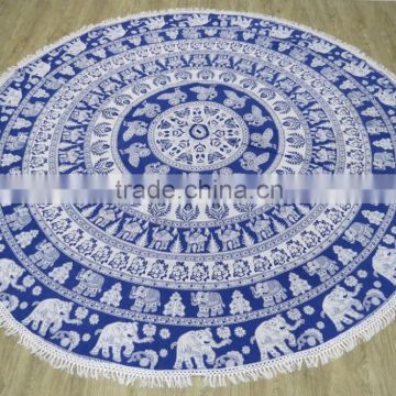 Round Beach Towel Elephant Yoga Sheet Boho Throw