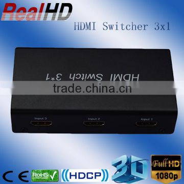 3D HDMI selector Switch box 3x1 full hd 1080p with button