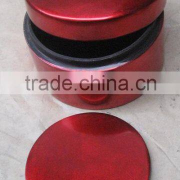 Round shiny red colour lacquer coaster