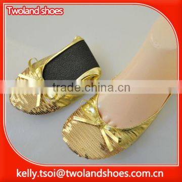 rolled crystal ballet point flat shoes