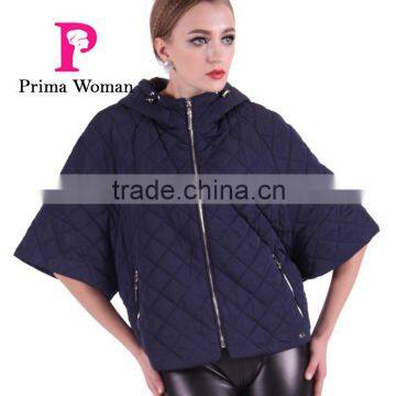 New Product 2016 Factory Price Polyester Cotton Fabric Spring Short Bat Coat Women With Hat photo-2