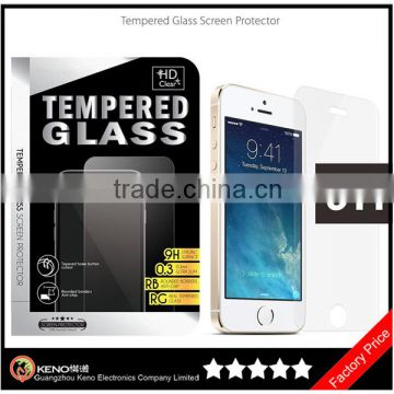 Keno Factory Price Premium 9H Hardness Anti-shock Tempered Glass Membrane for iPhone 5 5S Mobile Phone Screen Protector