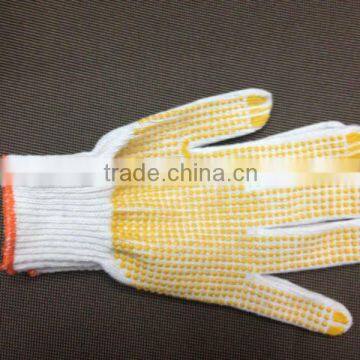 Dotted bleached white pvc dotted cotton gloves