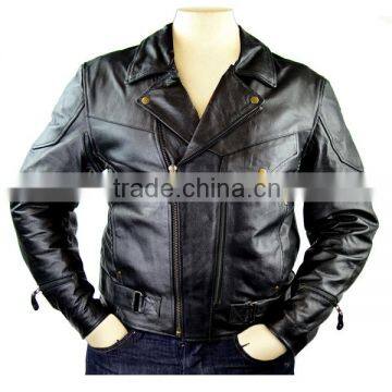 Golden Buttons Motorcycle Men Leather Custom Man Jackets