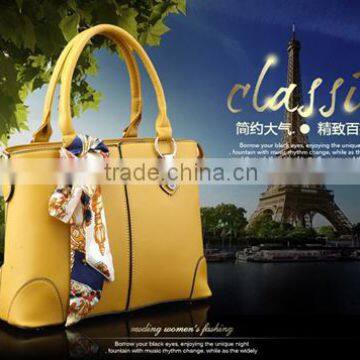 Bostom Bag Leisure PU Handbag With Silk Bowknot Ribbon Custom Beautiful Leather Handbag Tote Bag for Lady in Guangzhou photo-5