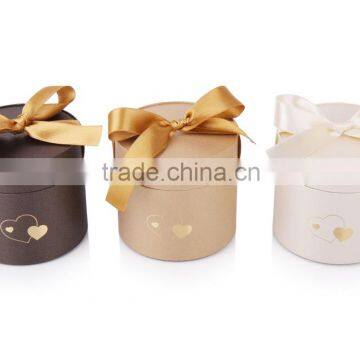 Fancy design round box cylinder gift box with ribbon closure