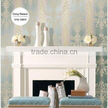 stocklot printing golden wallpaper, gold funky vertical stripe wall mural for hotel , peelable wall sticker corparation