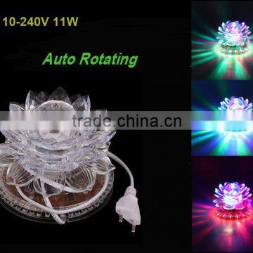 Lotus Shape 11W LED RGB Stage Light 51pcs Beads Crystal Effect Light Auto Rotating for House Decoration DJ Disco Bar AC110-240V