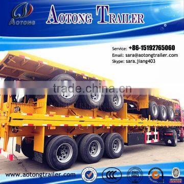 AOTONG carbon steel 3 axle 40ft flatbed semi trailer/container transport semi trailer/flat trucks and trailers