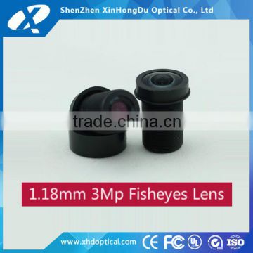 1/4 inch f2.0 fixed 1.18mm non distortion m12 0.5 lens