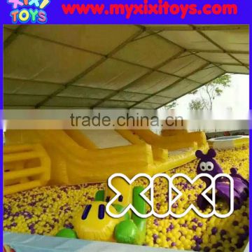 Amusement children plastic balls funland, inflatable slide, water pool