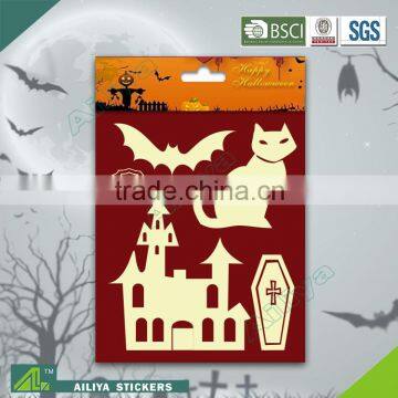 BSCI factory audit Halloween 3D non toxic decorative removable fluorescent wall stickers