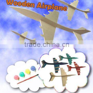 DIY Craft Wooden Model Airplane with Acrylic Paint