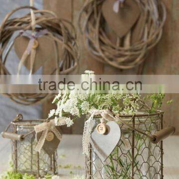 Decorative Glass Flower Planters With Wire Mesh Basket