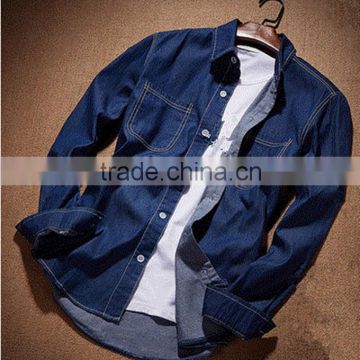 Mens pure cotton fashion long sleeves jeans shirts