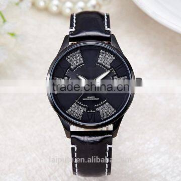 2016 Montre Suisse Korea Design Leather Band Stainless Steel Lady Purple Watch Quartz Movt Uhren 3ATM photo-3