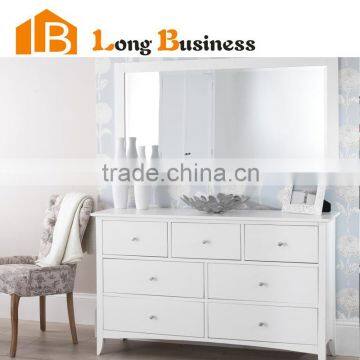 Factory design wood white dresser table with mirror