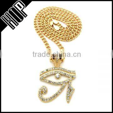 New Statement Iced Out Crystal Eye of Horus Necklace