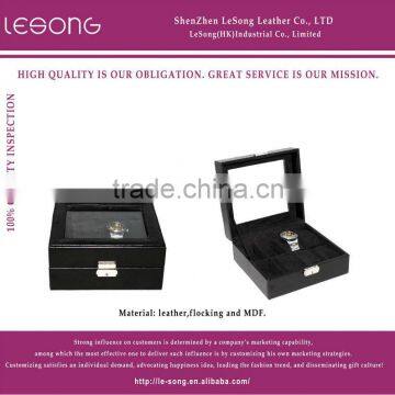 Exquisite Custom Makeing Black Pu Leather Watch Storage Box