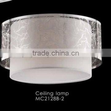 two tiers aluminum ceiling lamp steel outside and white fabric inside