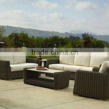 2015 PE round Rattan Garden Sectional Sofas with coffee table