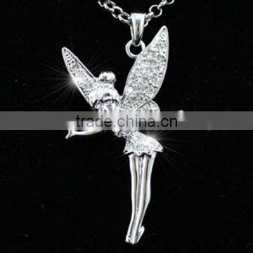 18k gold crystal fashion angel wing necklaces