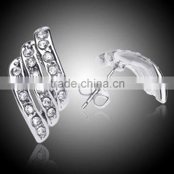 dubai White gold silver jewelry diamond Stud earring