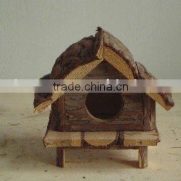 Wooden Squirrel house with bark