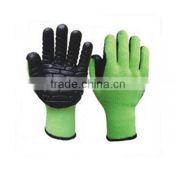 10Gauge Polycotton Liner Black Rubber Foam Palm Anti-vibration Working Gloves