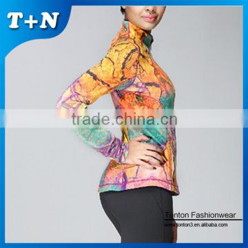 Nylon sports fitness woman jacket yoga wear zipper jacket casual