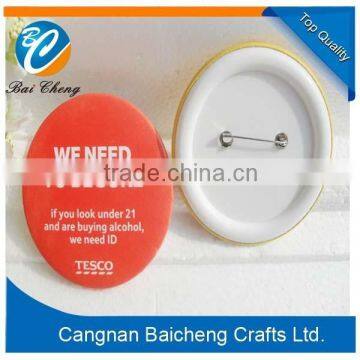 Tinplate printing pin button badge with security pin