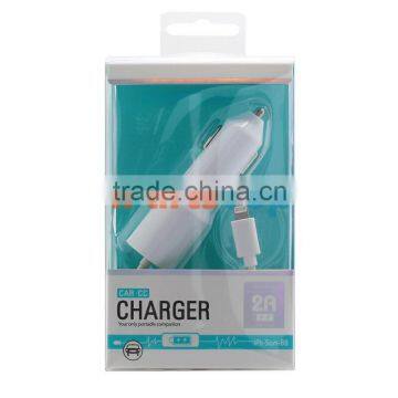2A Car Charger With USB Cable Line For iPhone 6 5S 5C 5 With Retail Package Box