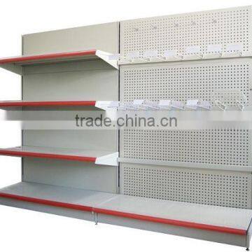 Punched Hypermarket Gondola Shelving/Supermarket Metal Island Stand