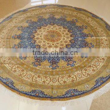 2015 luxury round silk carpet golden color modern carpet