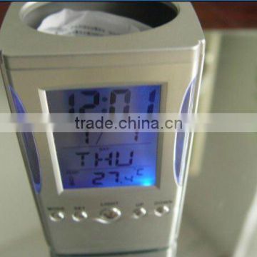 new design color change calendar penholder clock