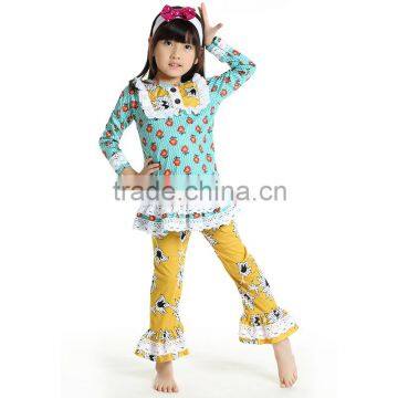 Lovely kaiya cotton printed wholesale girl fall winter clothes girls christmas outfits