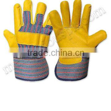 Yellow Leather Working Safety Gloves